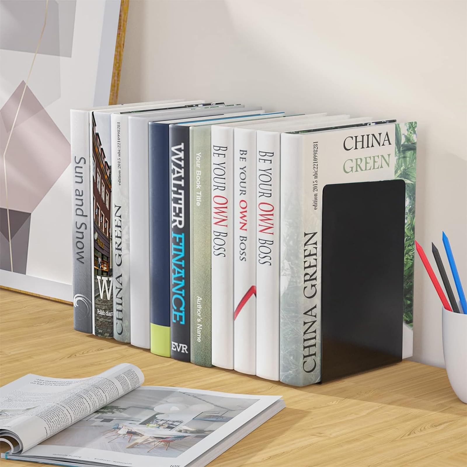Fermalibri In Metallo Grigio - Set Da 6 Per Librerie E Mensole | Reggilibri Antiscivolo - Foto 6