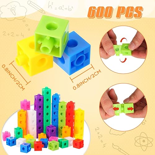 Miniatura 2 de 600 cubos de matemáticas educativos, juguetes de conteo de matemáticas, cubos de conteo, bloques de conteo para habilidades matemáticas tempranas,