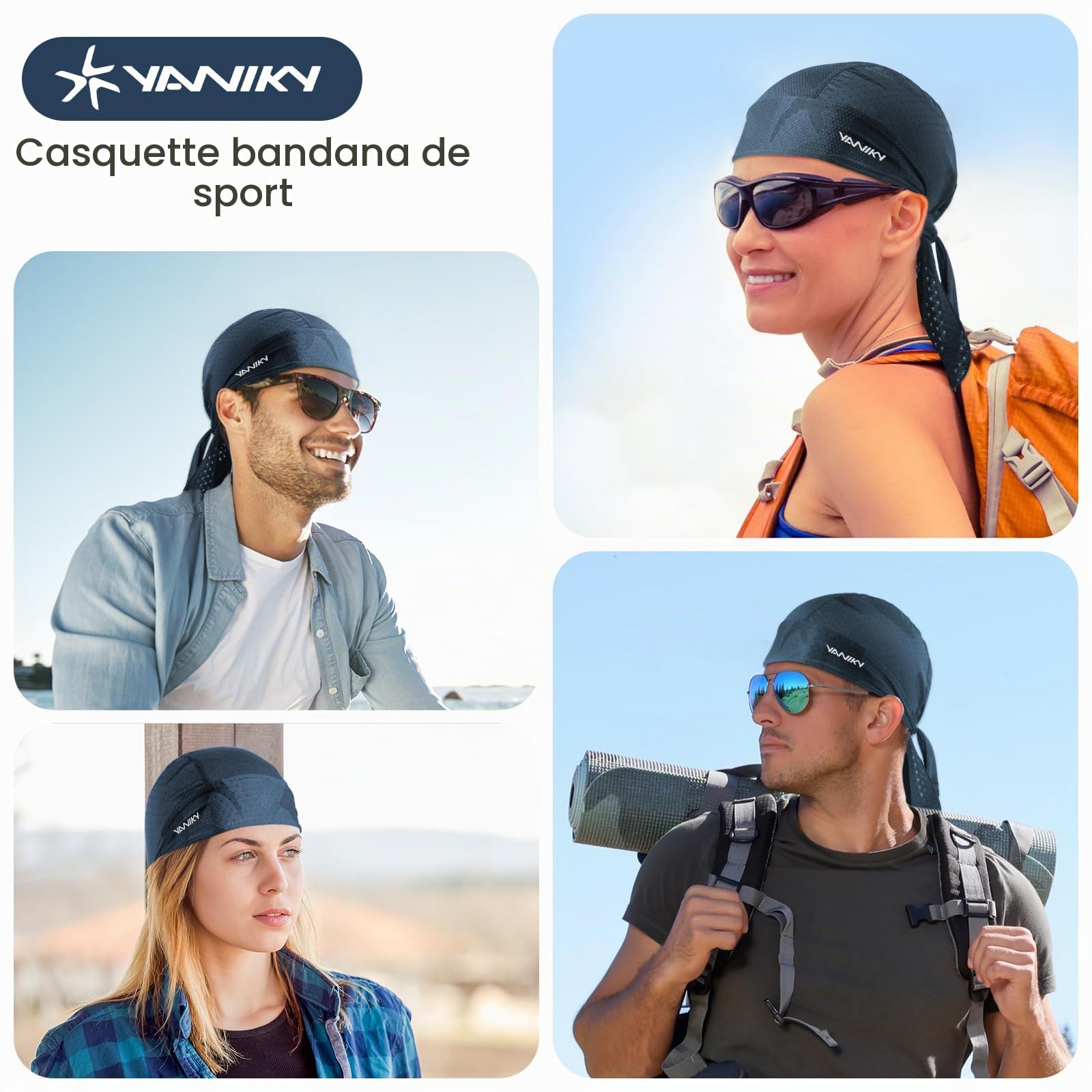 YANIKY Bandana Unisexe MTB - Protection UV & Respirable - Bord Inférieur Élastique pour Cyclisme, Randonnée et Moto