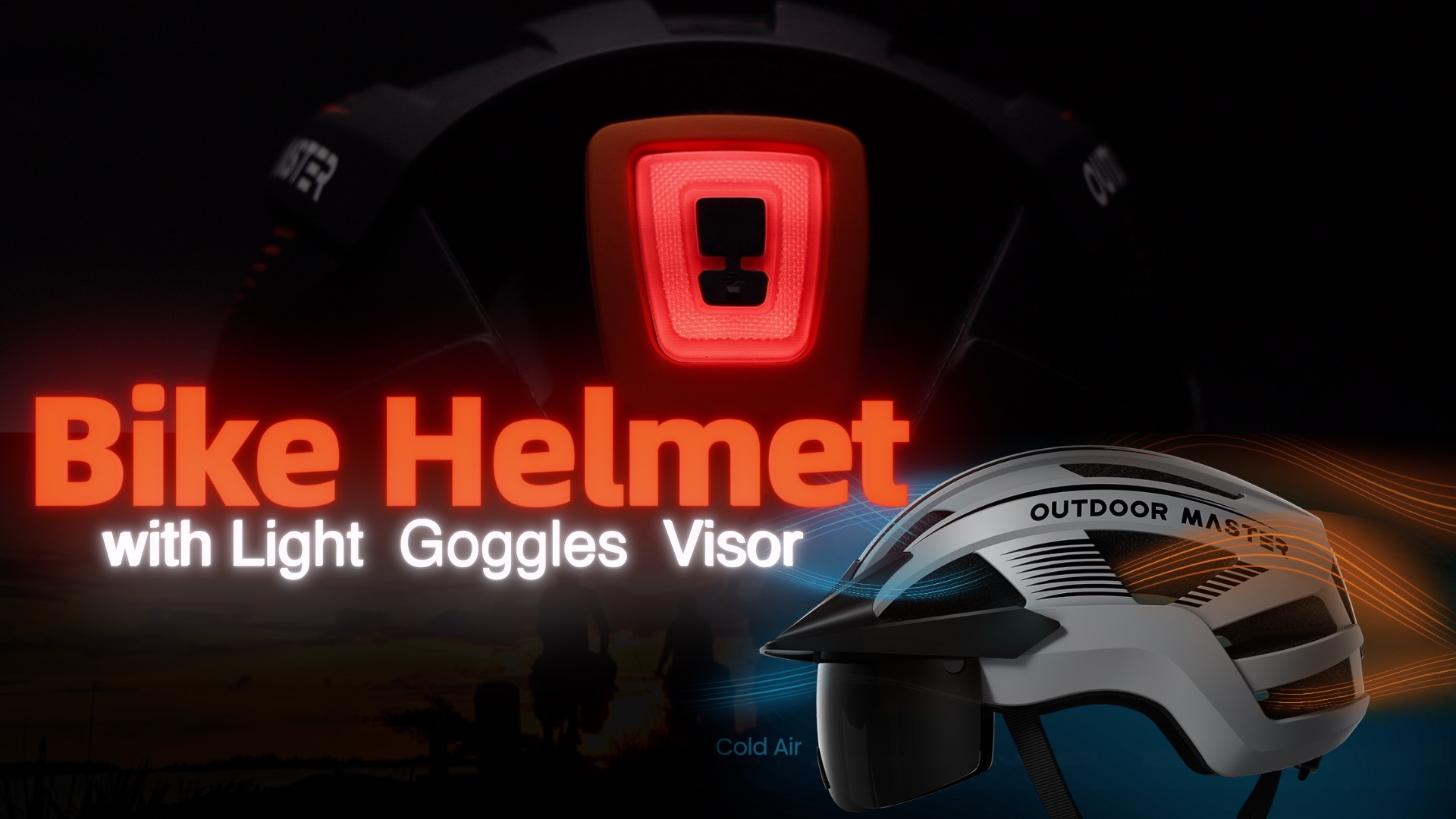 OutdoorMaster Adult Bike Helmet LED Light & Magnetic Goggles