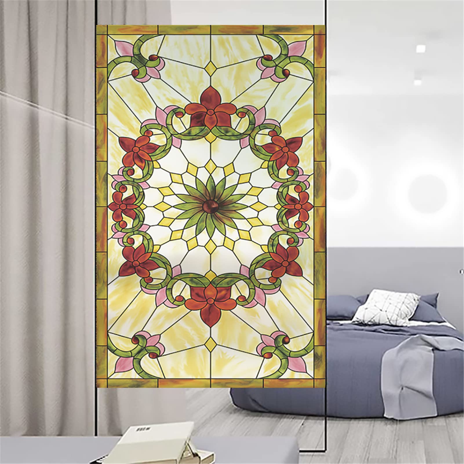 Statisch Haftend Fensterfolie Bunt Selbstklebend Blickdicht Sichtschutzfolie 3D Fensterdeko Milchglasfolie Uv Fensterfolie Sonnenschutz Hitzeschutz Für Bad Wohnzimmer Küche Büro,20,70x120cm