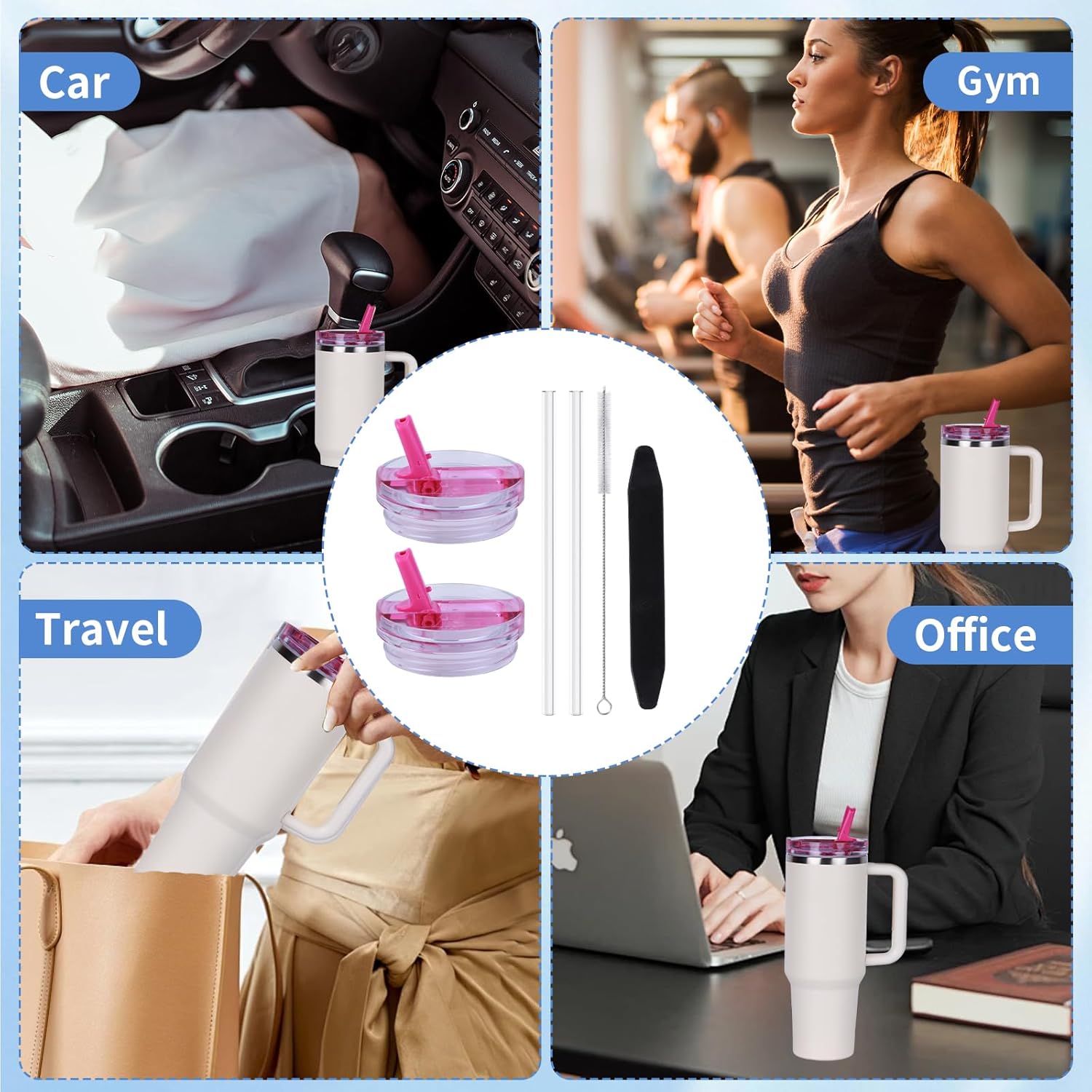 2 Pack 30oz Detachable Flip Straw Lid for Stanley Quencher ProTour, Leak Proof Lids Replacement, No Spill 40 oz Tumbler Lids for Stanley Cup Accessories, Easy to Clean - Image 7