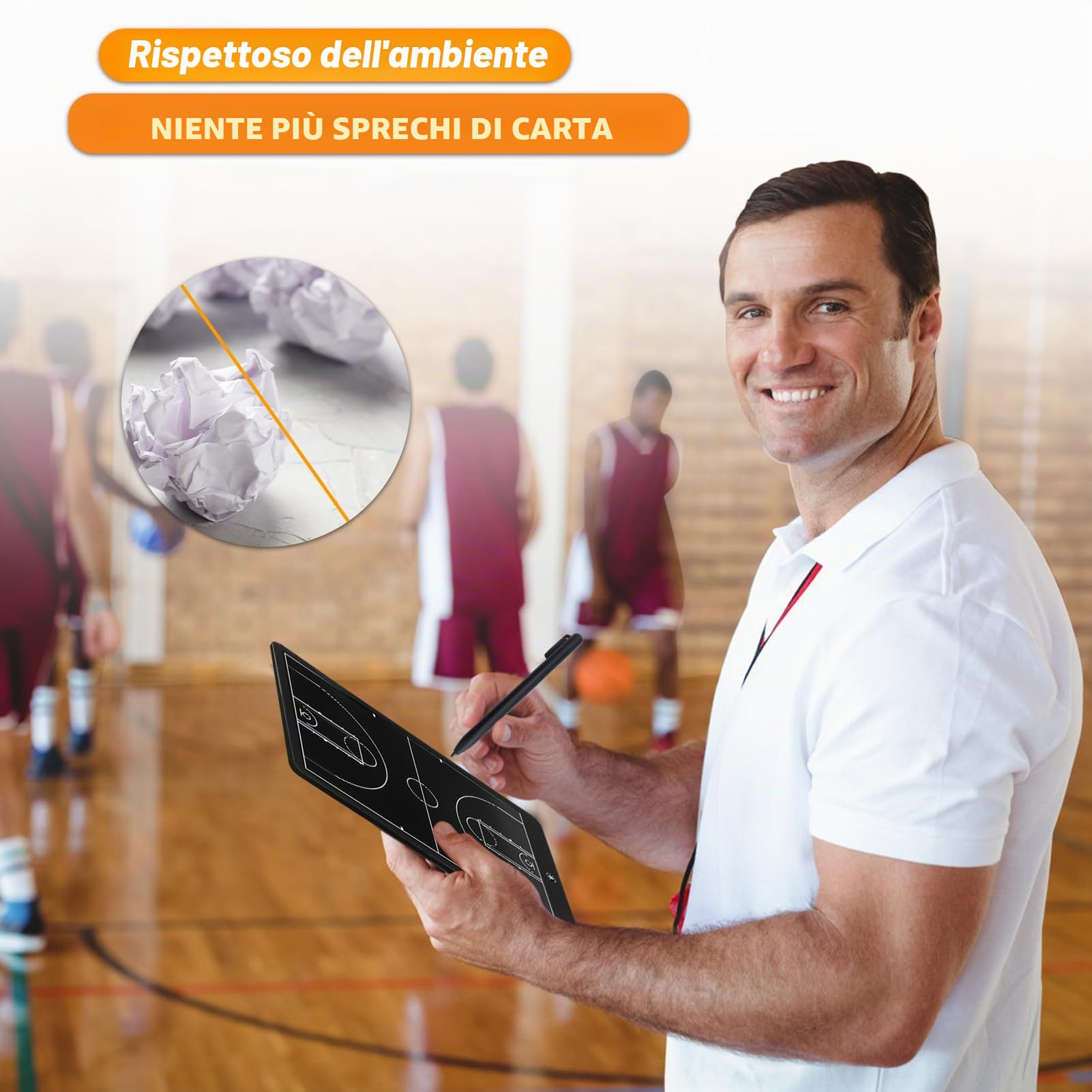 LCD Elettronica Tavolo Tattico, Tavolo Tattico per il Basket con Penna Tattica, Tavola di Disegno Tattico Cancellabile per Calcio, Basket, Baseball Campionato o Allenamento