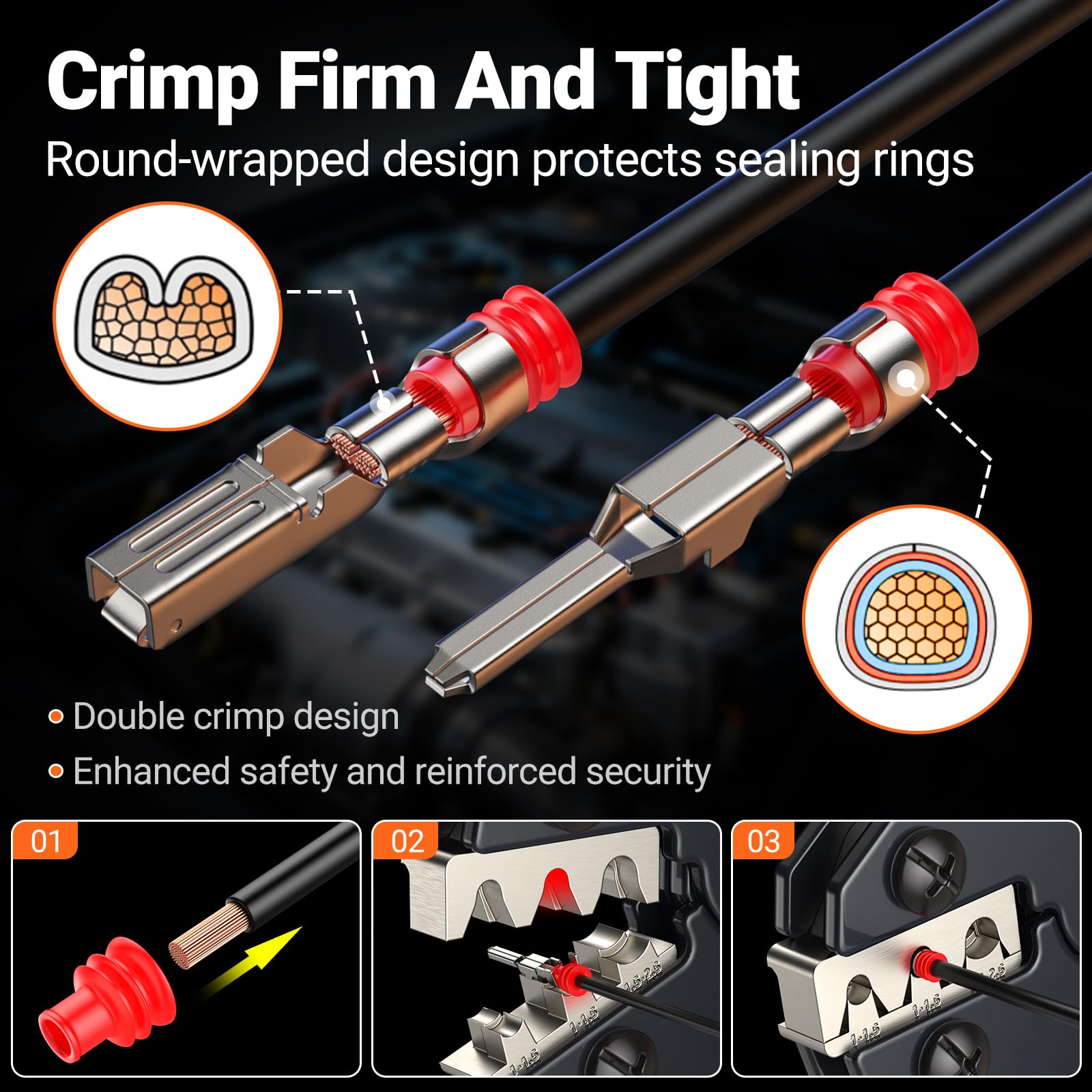 Preciva Crimpzange Kfz Stecker Wasserdicht Kit, 1/2/3/4/5 Polig Kfz Steckverbinder mit Crimpzangen 1-2.5mm², Wasserdichte Dichtung (0,5–2,5 mm²) kabelverbinder für Auto LKW, Motorrad, Kajakboot, Boots