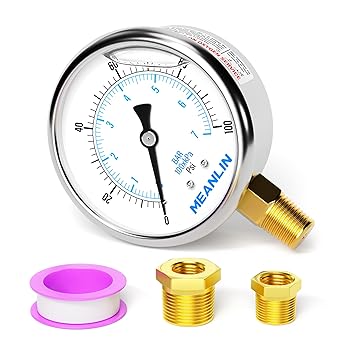 MEANLIN MEASURE 0~100Psi Stainless Steel 1/4" NPT 2.5" FACE DIAL