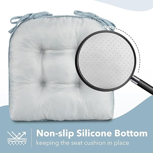 Miniatura 5 de downluxe Juego de cojines para mecedoras para interiores y exteriores, cómodos cojines copetudos para mecedoras con lazos y respaldo antideslizante,