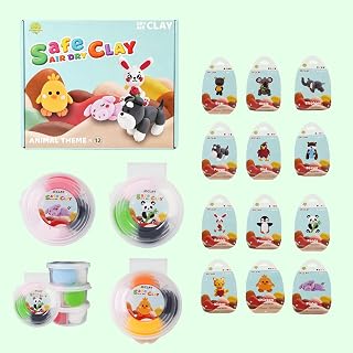Air Dry Clay Kit, 12 Cute Animal DIY Modeling Clay with Step - by-Step Tutorial and Sculpting Tools, Non-Toxic & Safe,Unique DIY Home Party Favors for Boys, Girls