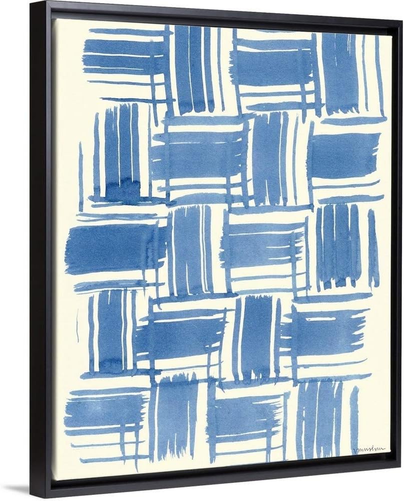 Macrame Blue VI Black Floating Frame Canvas Art, 18"x22"x1.75"