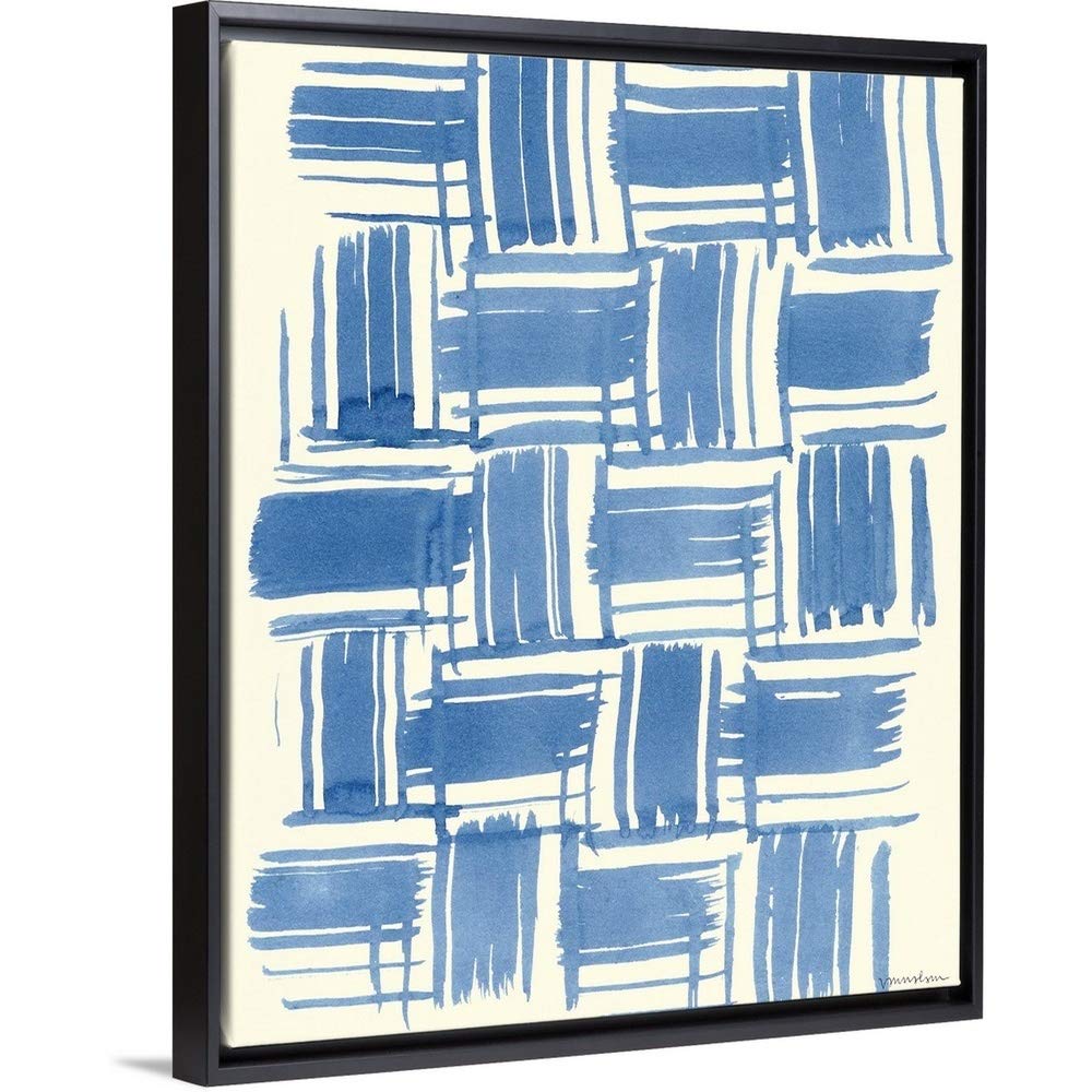 Macrame Blue VI Black Floating Frame Canvas Art, 18"x22"x1.75"