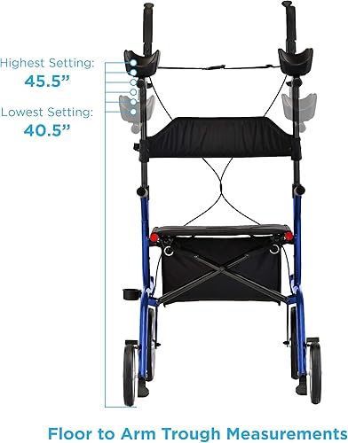 Miniatura 6 de NOVA Phoenix Rise UP - Andador vertical con plataforma acolchada y contorneada del antebrazo, andador de pie con ruedas delanteras de 10 pulgadas,