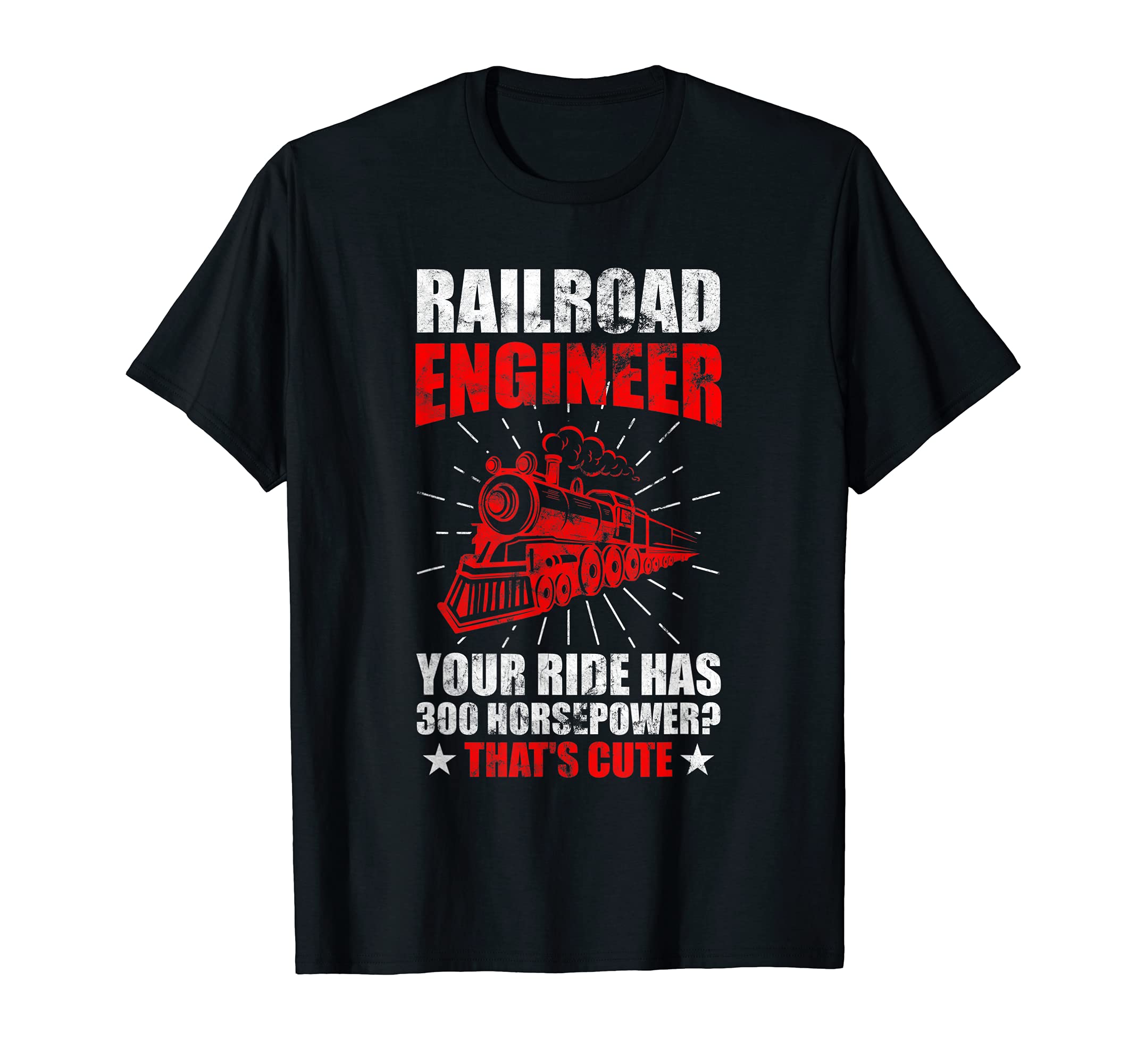 Steam Locomotive Railroad Engineer Retro Vintage T-Shirt, Black