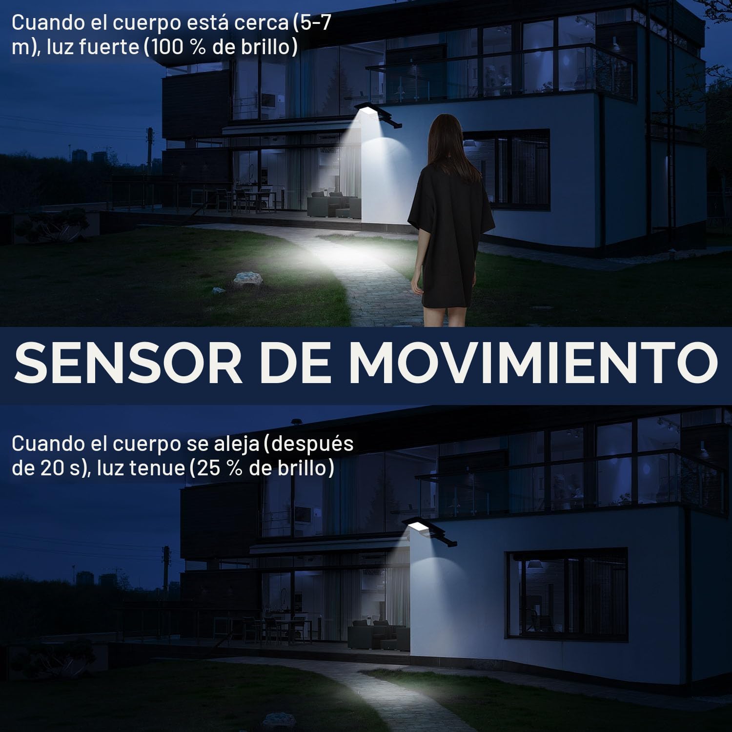 LEKIA Farolas Solar Exterior, Potente 100W Lámpara Solar Exterior con Detector de Movimiento, 156 LED 2000 Lúmenes Impermeable Foco Solares Exteriors Pared para Patio, Valla, Jardín - 2 Paquetes