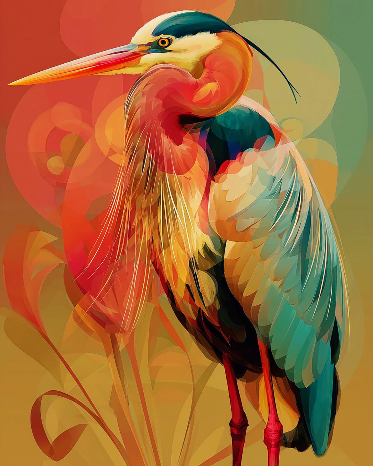 LIUBAISHI Paint by Numbers for Adults, Colourful Heron, 40x50 cm Acrylic Canvas Kit