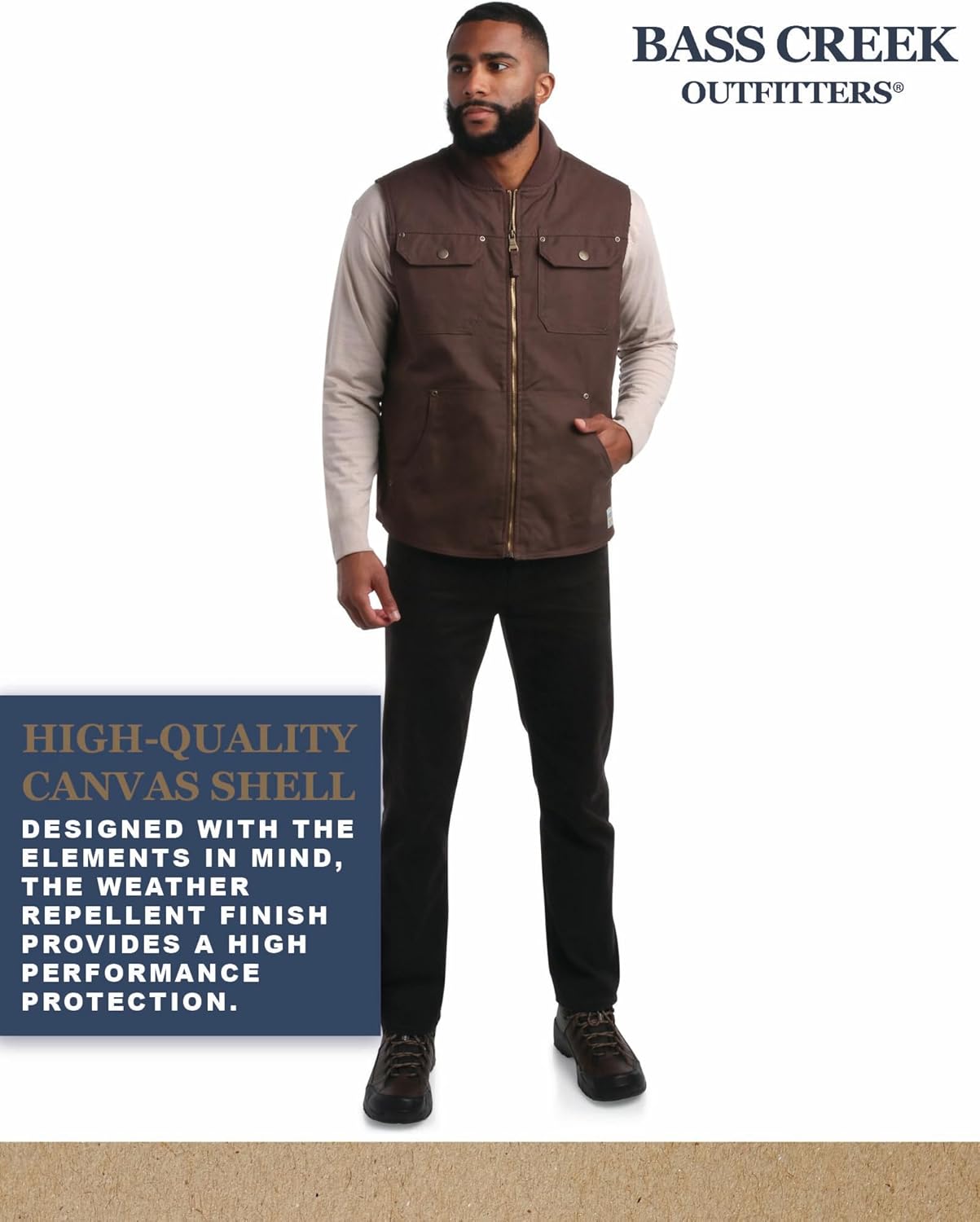 Bass Creek Outfitters Mens Duck Vest - Heavyweight Canvas Sherpa Lined Work Vest for Men - Insulated Mens Vests Outerwear - Image 6