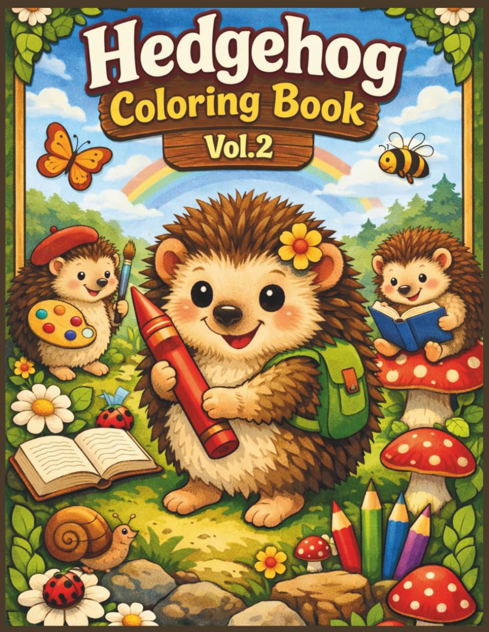 Hedgehog Coloring Book Vol. 2: 50 Beautifully Detailed Hedgehog Designs with Cozy Background Scenes for Creativity, Stress Relief and Mindful Coloring