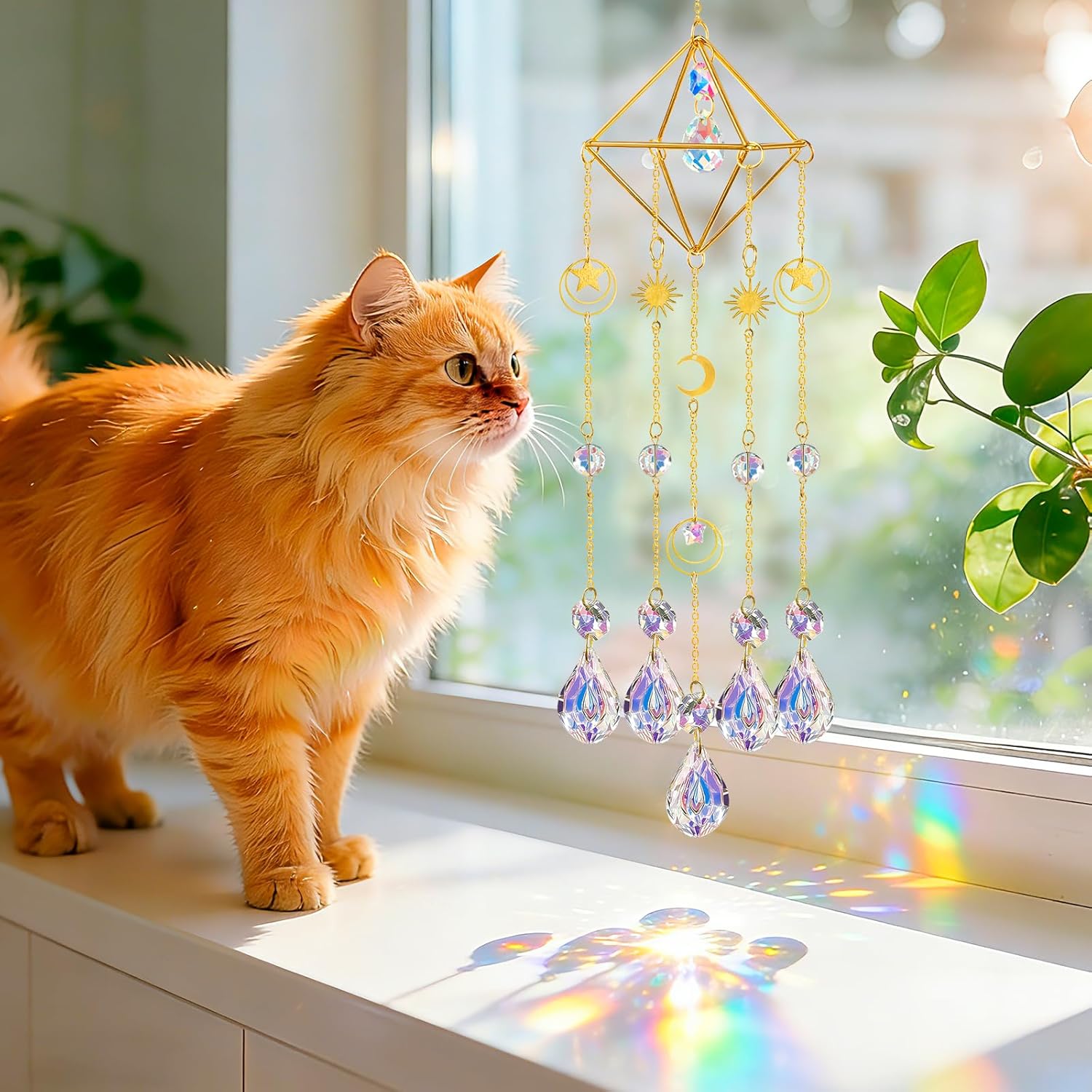 Crystal Suncatcher, Suncatchers for Windows Hanging, Prism Sun Catcher for Indoor Outdoor Decor, Prism Rainbow Maker Home Garden Car Room Housewarming Birthday Valentines's - Image 5