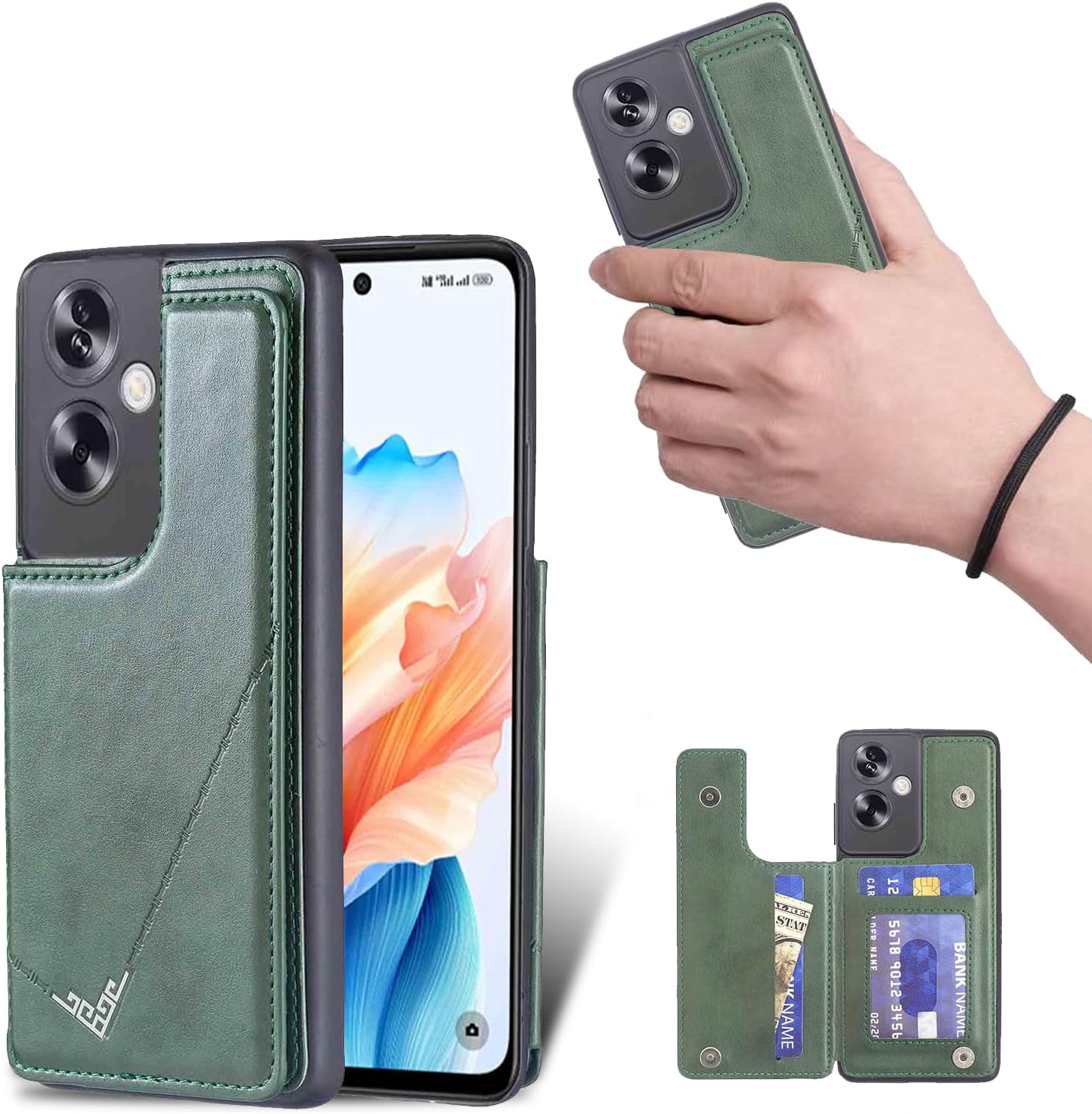 For Moto G66j 5G/moto G66y, 5G Case, Stand Function, IC Card Storage, Card Storage, Simple Retro Fashion, Waterproof and Dirt-Proof, Multifunctional Wallet Storage (Green)