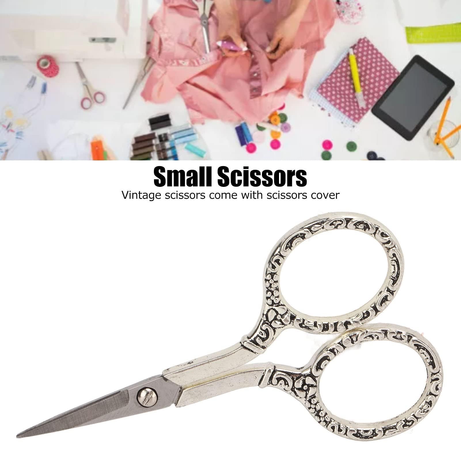 Embroidery Scissors Sewing Scissors Fabric Scissors Small Stainless Steel with Cover Vintage Chain Silver Embroidery Kit for Crafts - Image 2