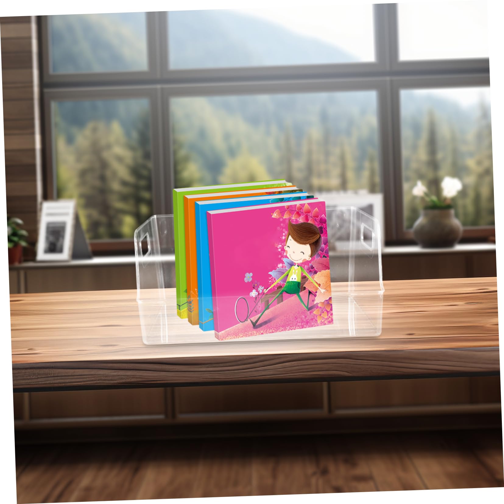 SHINEOFI Organizer Libri da Scrivania Grande Capacità in Pp Trasparente | Raccoglitore Documenti A4, Finitura Curata, Design Ispessito, per Aule e Biblioteche