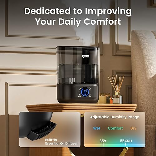 Miniatura 6 de GTPLAYER Humidificadores inteligentes para dormitorio, humidificador de llenado superior de 5 L, difusor de aceite esencial para bebés y plantas, 3