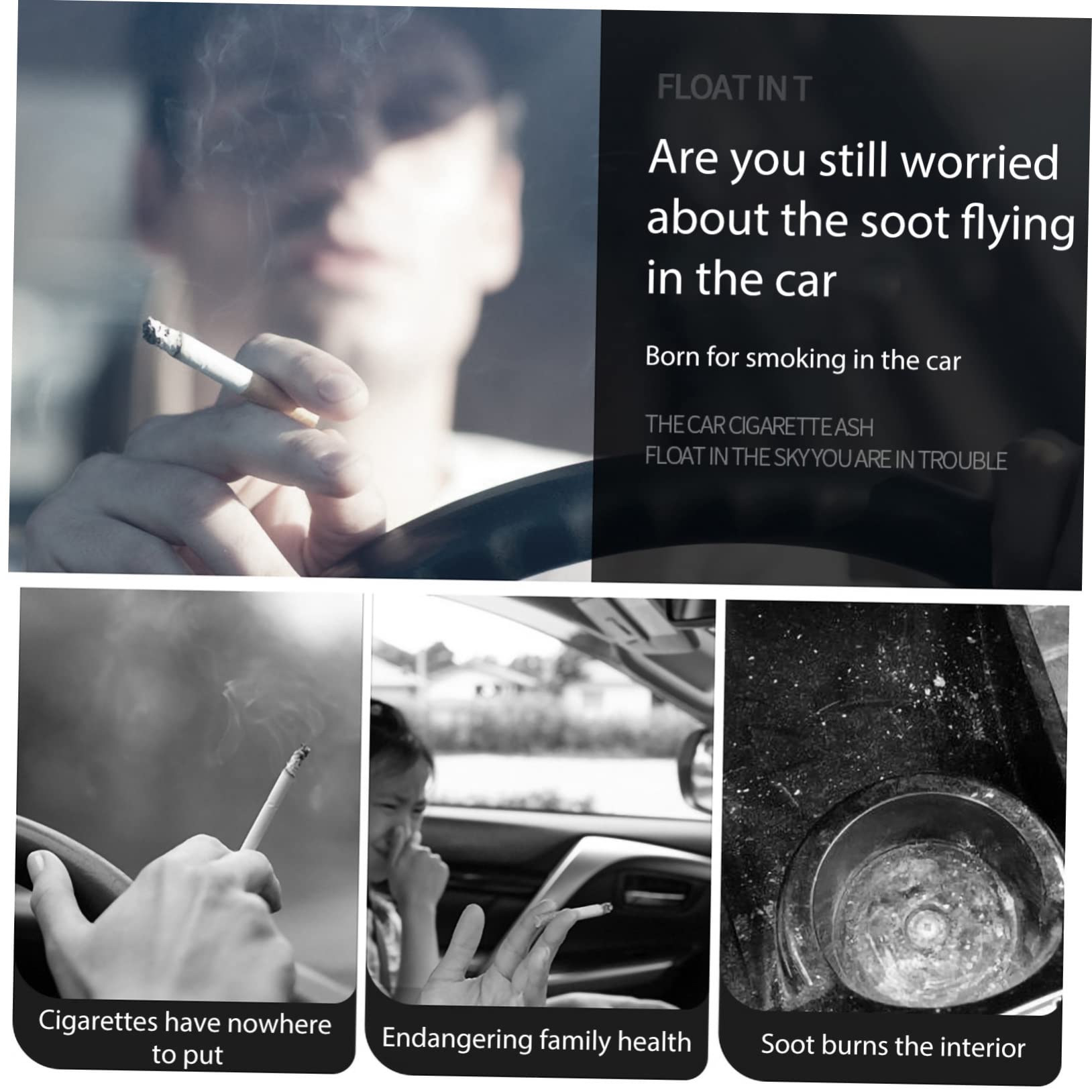 Beatifufu Portable Car Ashtray Cover Led-lit Mini Ashtray for Auto Easy to Clean Disassemble