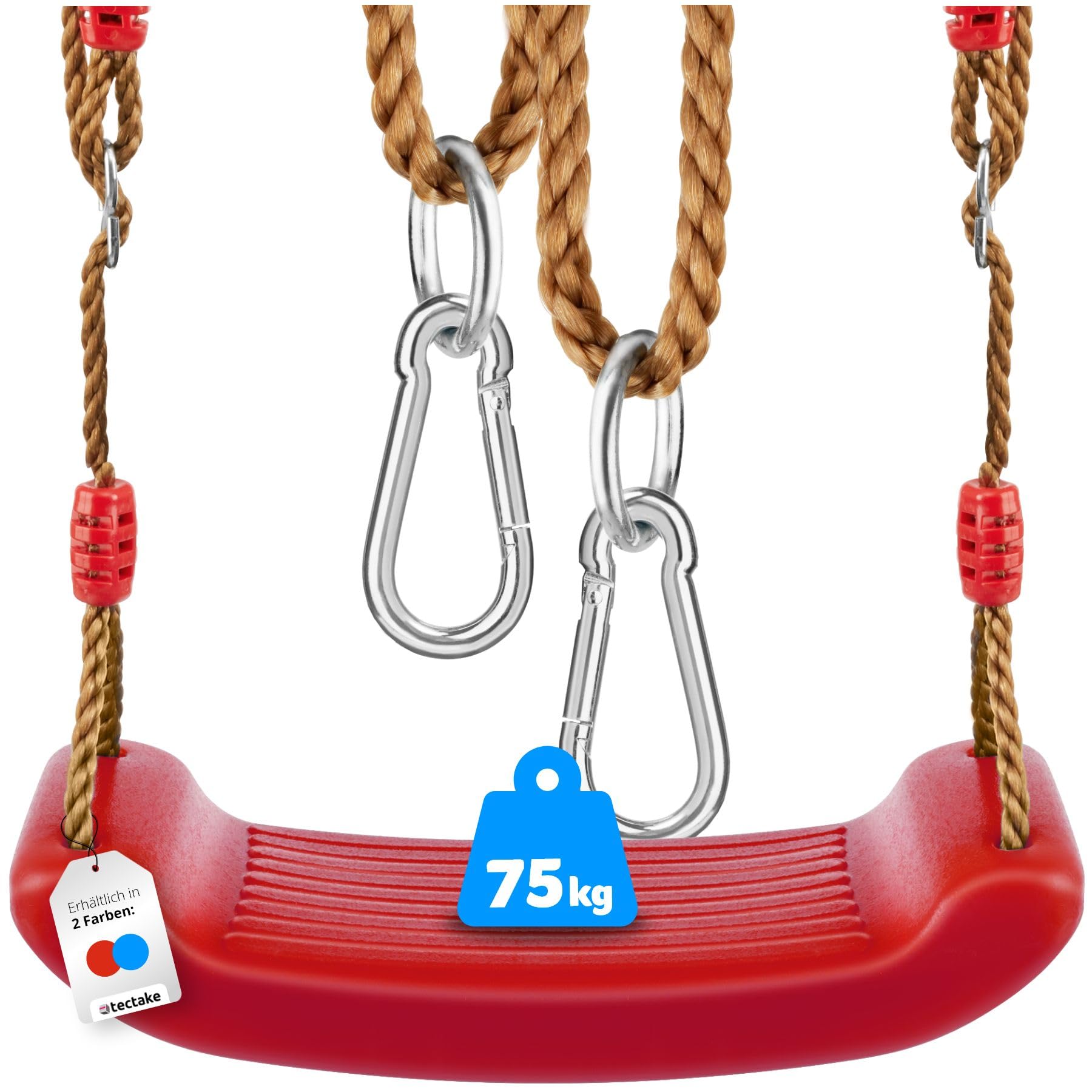 tectake® Columpio para Niños Ajustable y Antideslizante, Columpio Jardín Ergonómico y Resistente a Intemperie, Columpio Infantil con Cuerdas Regulables en Altura, Columpio Exterior e Interior - Rojo