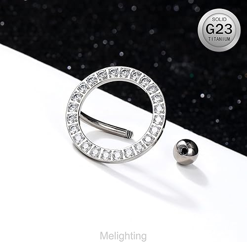 Miniatura 7 de Melighting Piercing para ombligo de titanio de 14G, anillo de ombligo inverso para mujer, piercing de titanio G23, piercing de ombligo con circonita