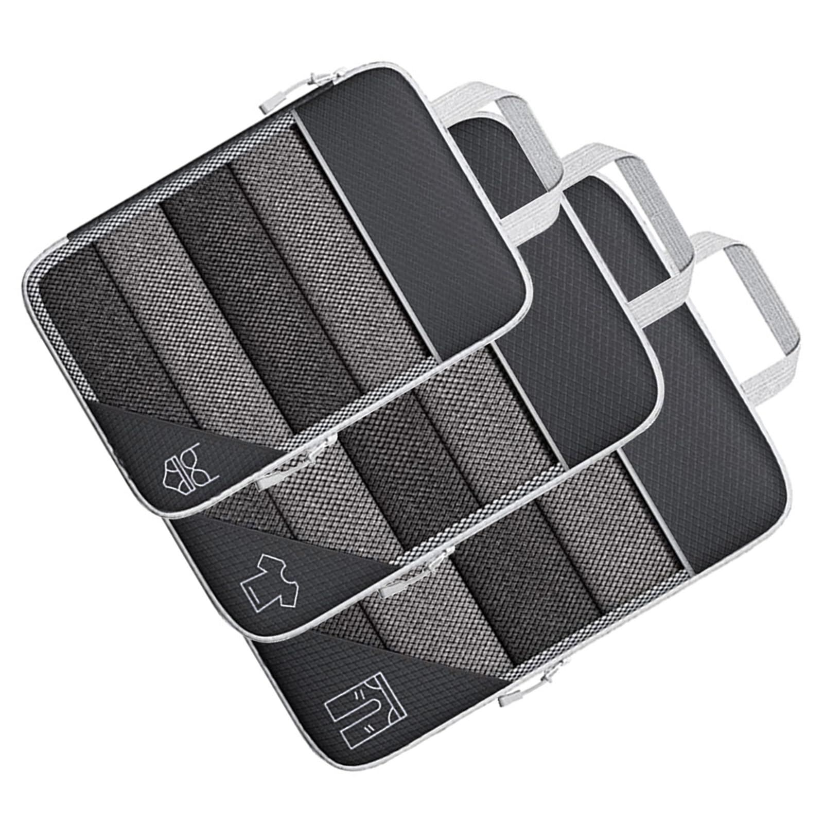 Ejoyous da Imballaggio a Compressione Cubi da Viaggio in Nylon Organizzatore da Viaggio 3 Pezzi Mesh Visibile Leggero Comprimibile Borse per Bagagli per Valigia da Uso Quotidiano Adulti (BLACK)