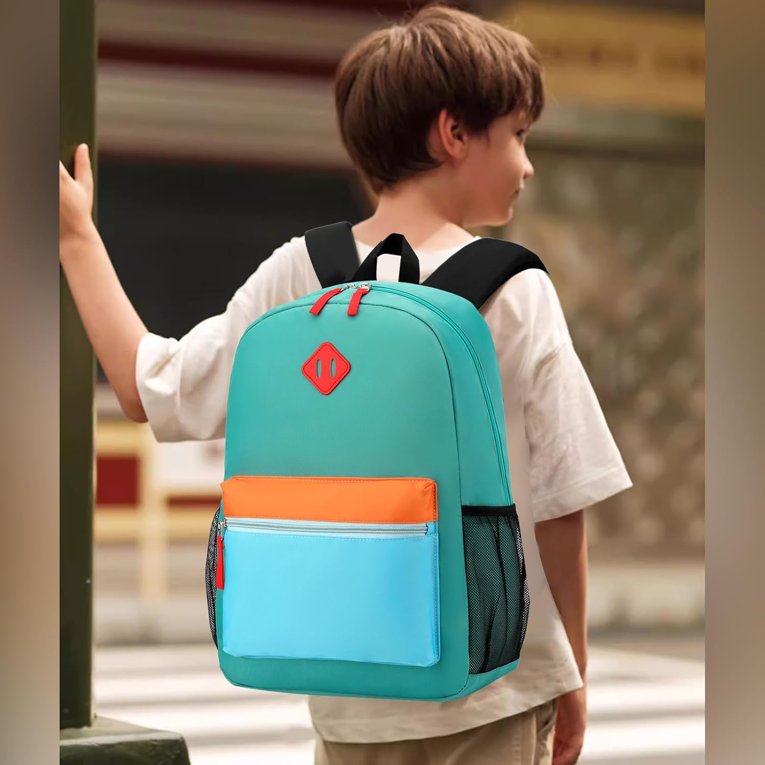 Elementary Backpack for Boys and Girls 5-9 Years Kindergarten Primary Kids Bookbag with Chest Buckle (Lake Green Blue, Large-17inch) - Image 7