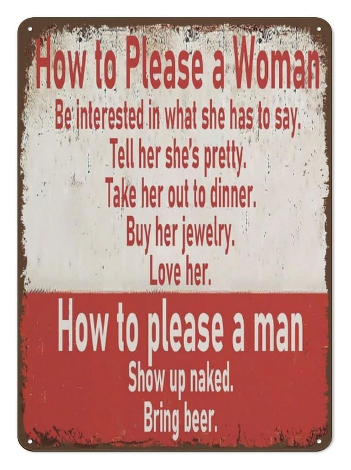 VWWJCCRO Distressed Tin Sign How to Annoy a Woman How to Ignore a Man Joke Wall Hanging for Bachelor Pad She Shed Workshop 8 X 12 inch