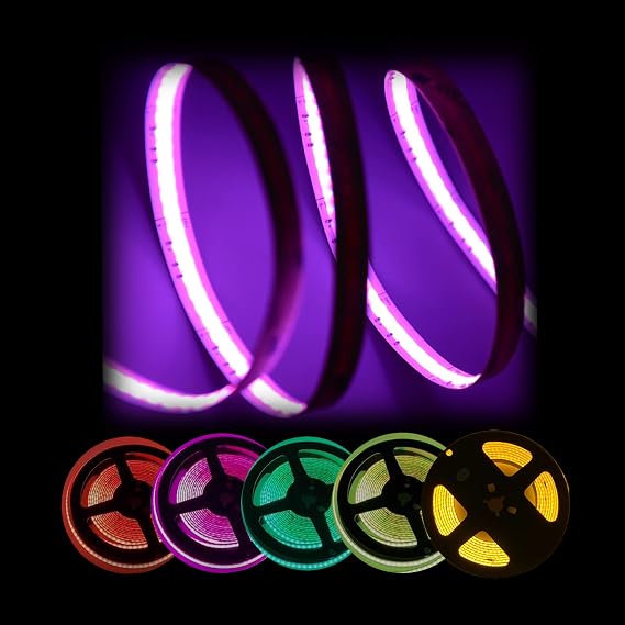 LA LED Lighting RGB Dotless COB LED Strip Light 24V 630 LEDs 10mm CRI 90 210 lm/ft 5.5W/ft Dimmable UL Certified IP20 16.5ft