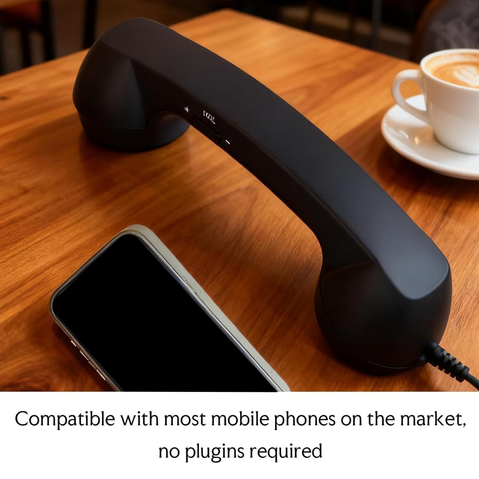 Combiné de téléphone rétro USB C | Récepteur avec microphone | Branchez le combiné de téléphone portable – Pour appels, réunions, travail, ordinateur, ordinateur portable, bureau, maison, école, salon