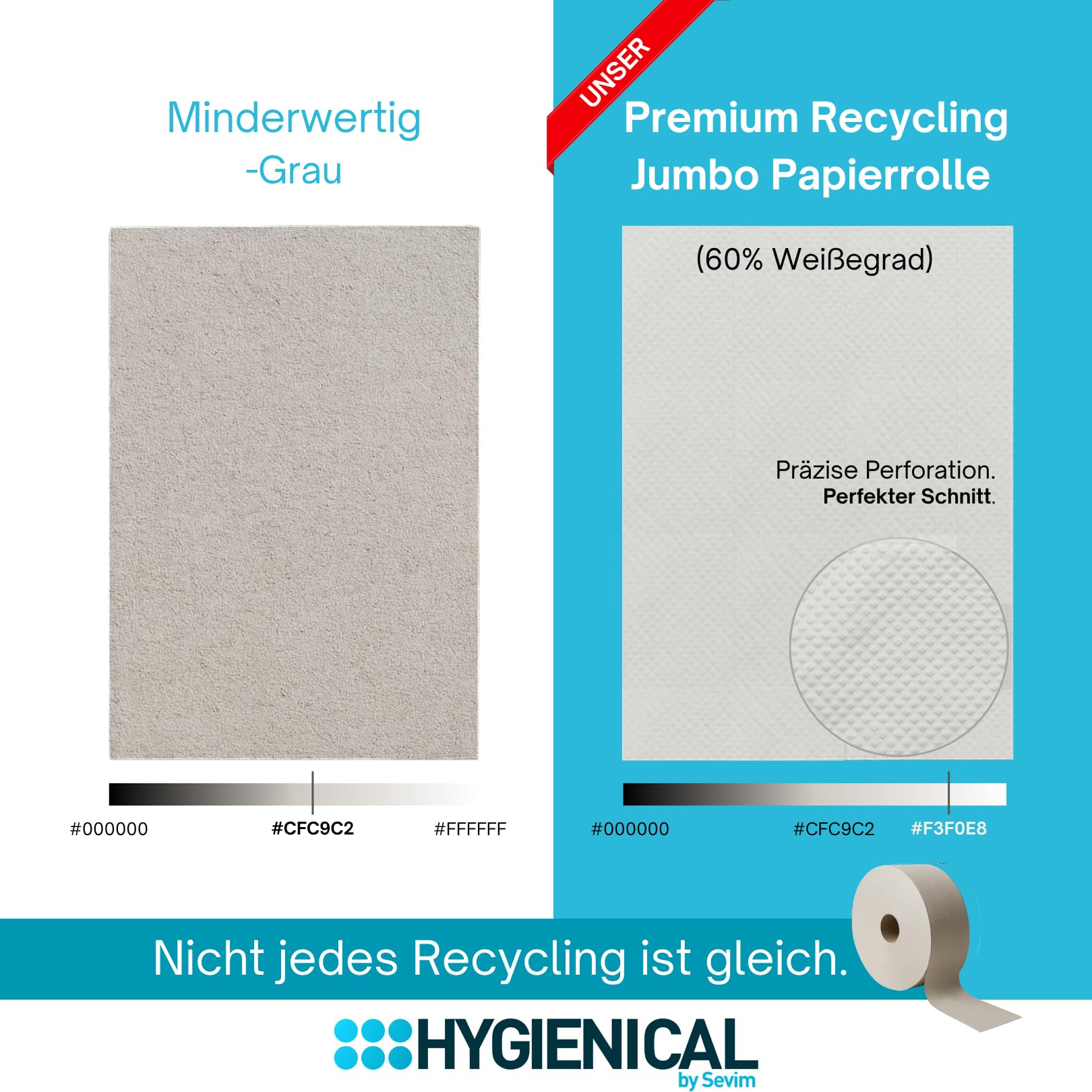Jumbo Toilettenpapier Großrolle 2-lagig Recyclingpapier | Ø 25 cm 300 m je Rolle | 6 Rollen VE | für Jumbo-WC-Spender in Gewerbe & öffentlichen Sanitärbereichen