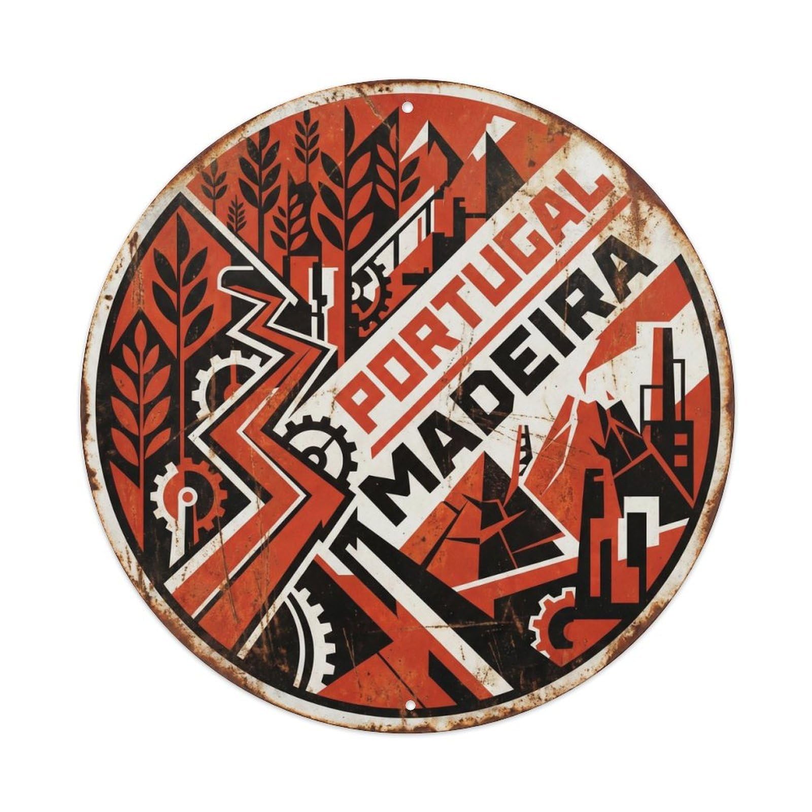 Madeira Levadas Atlantic Constructivist Classic Scenery Metal Tin Sign Plaque Wall Decor for Cafe, Man Cave, Club Bar, Office, Home Garden Round Metal Poster 8x8Inch