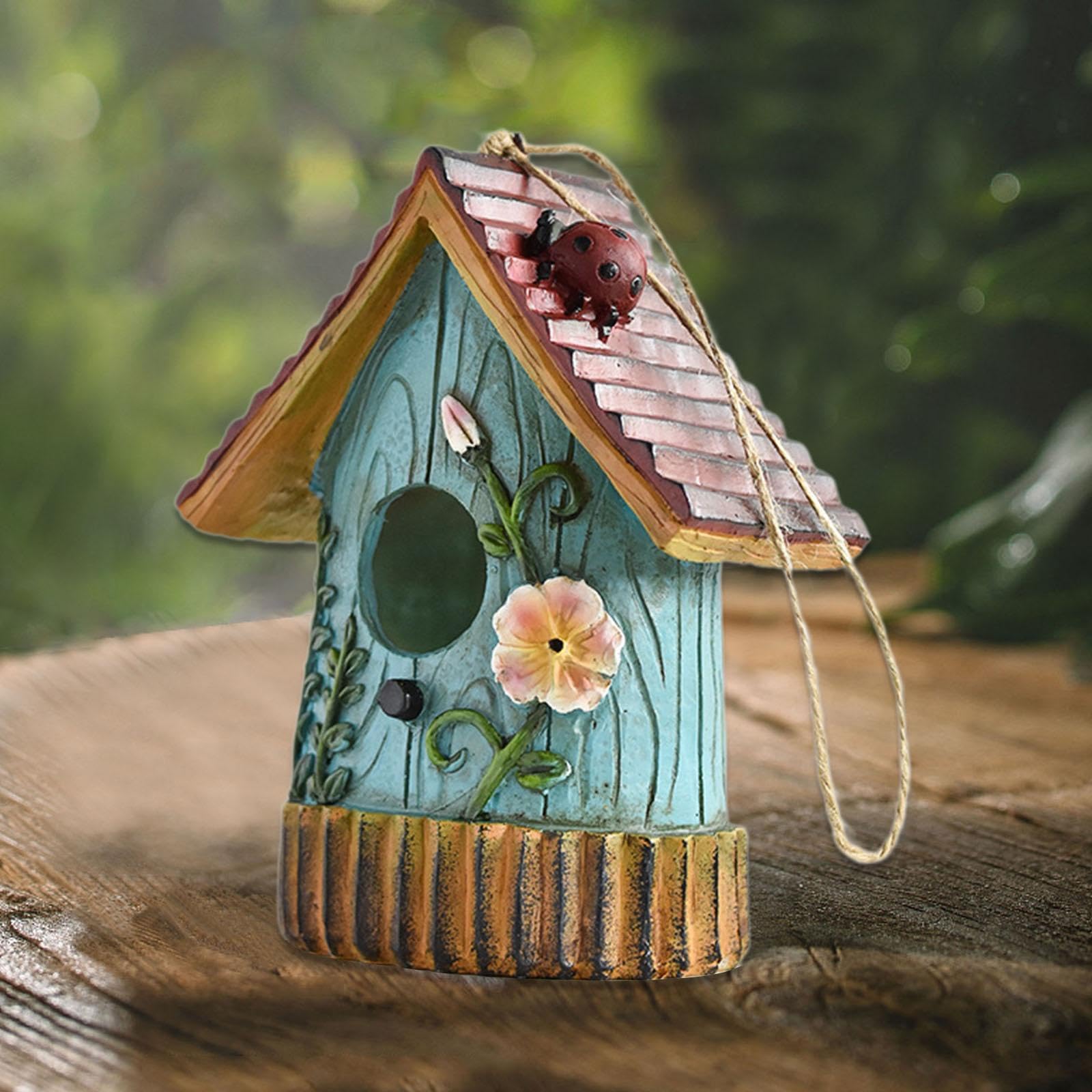 Vogelhaus Aus Kunstharz – Hängend, Wasserdicht, Mit Hängekette, 19x16 Cm, Für Garten & Terrasse
