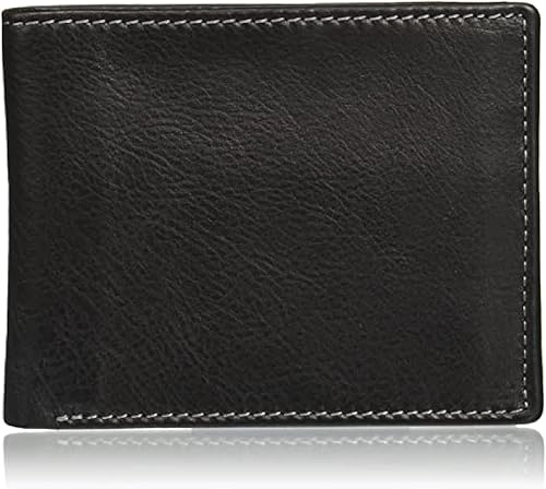 Style n Craft Billetera plegable para hombre con solapa lateral en piel de grano completo, color negro, dimensiones (cerrada) 4-12"W X 3-12"H X 38" D