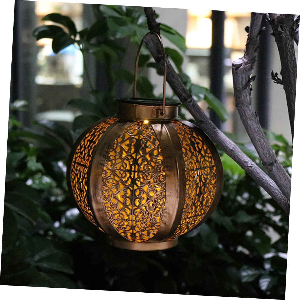 Didiseaon Lámpara LED para Exteriores Luz Solar para Jardín Linterna Colgante Hierro 30 Cm Iluminación Decorativa de Patio Terraza Jardín Energía Solar para Exteriores