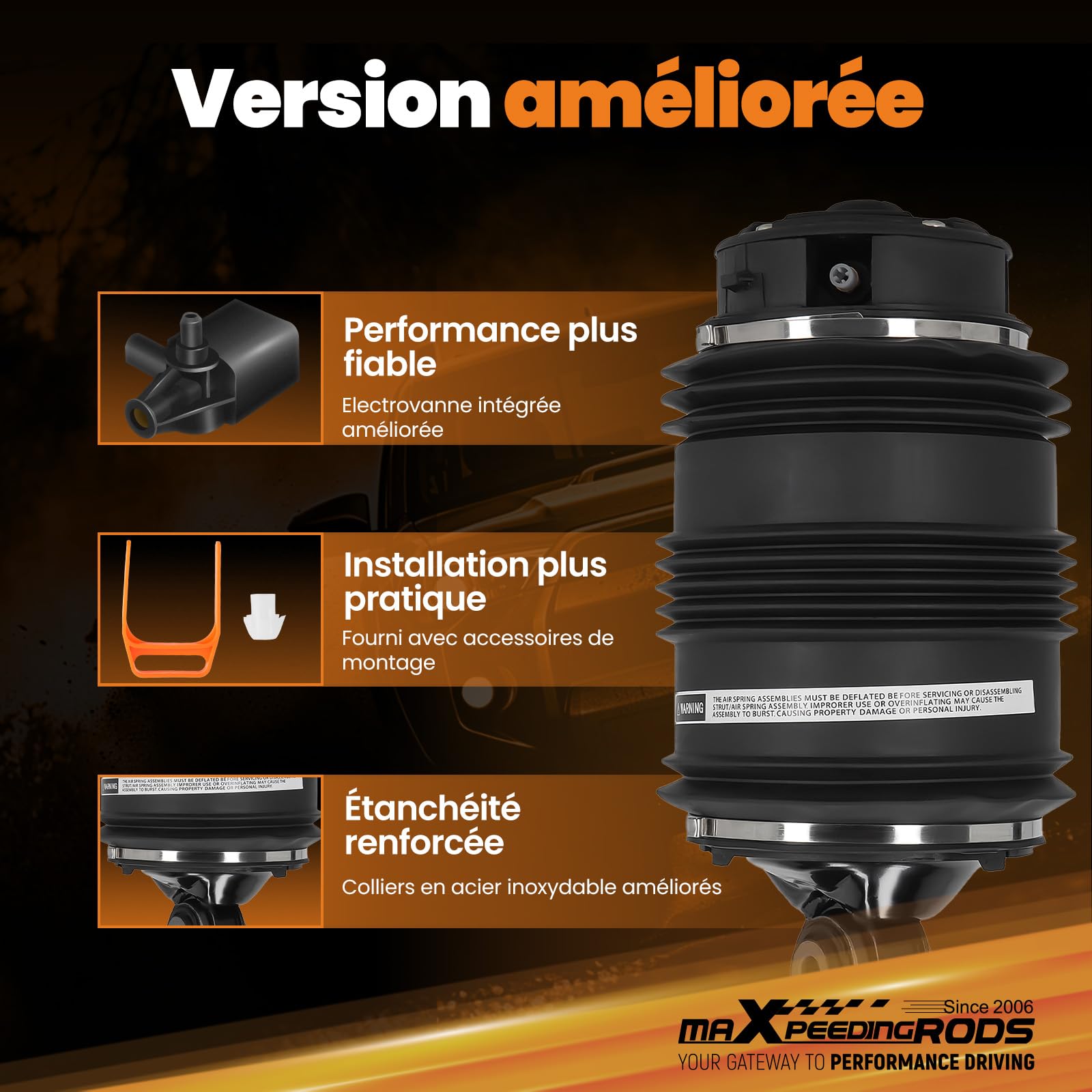 maXpeedingrods pins Ressort Pneumatique Arrière pour Mercedes W211 S211 | 211 320 09 25, 2113200925, A 211 320 09 25, A2113200925