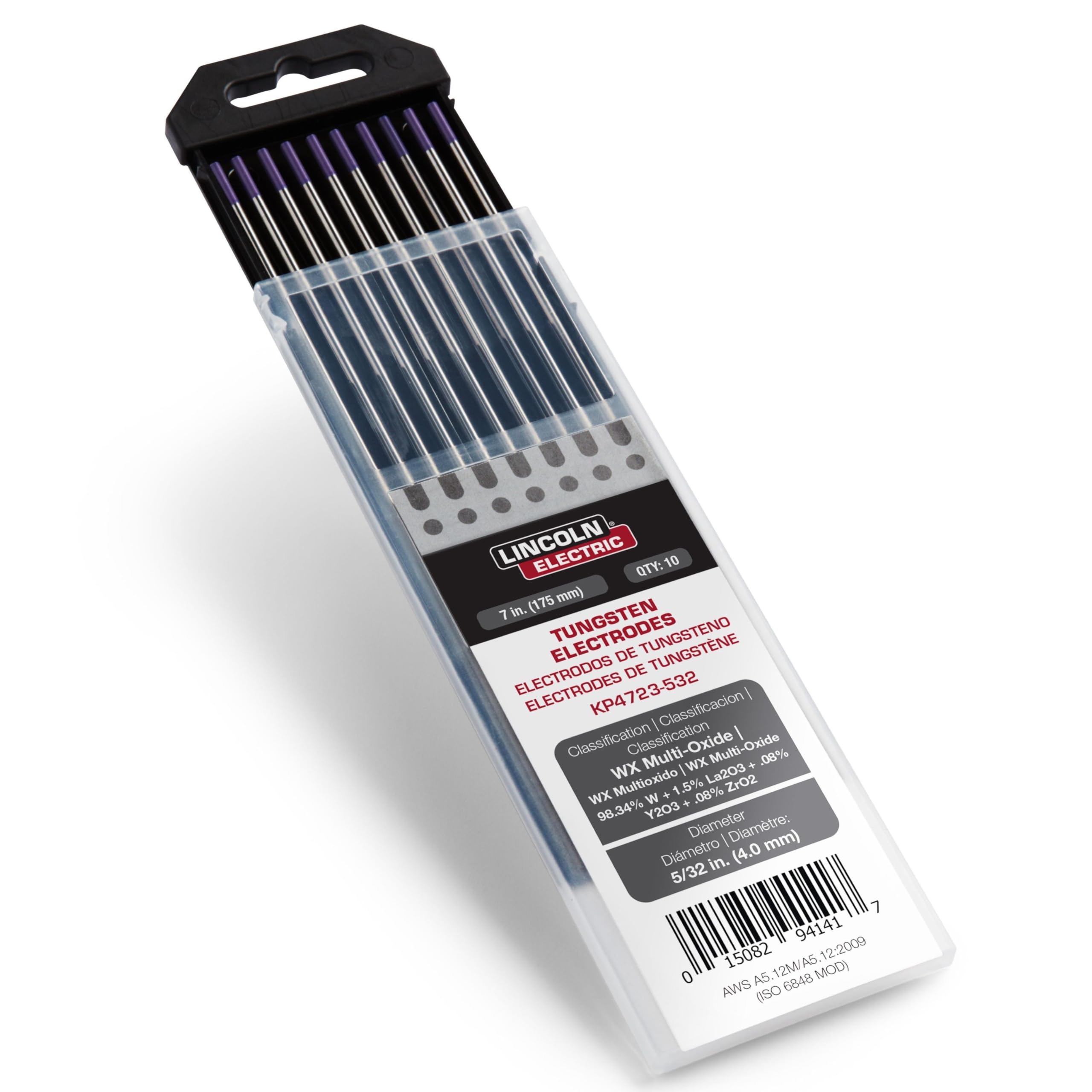 Lincoln Electric WX Multi-Oxide Tungsten Electrode, 5/32” x 7”, KP4723-532