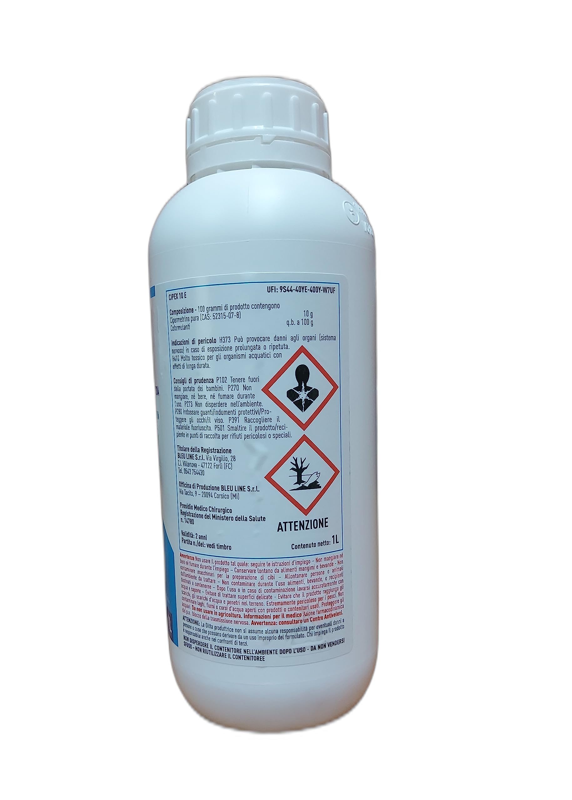 CIPEX 10E INSETTICIDA ADULTICIDA LIQUIDO A BASE DI CIPERMETRINA lt.1 INSETTI VOLANTI E STRISCIANTI ZANZARE