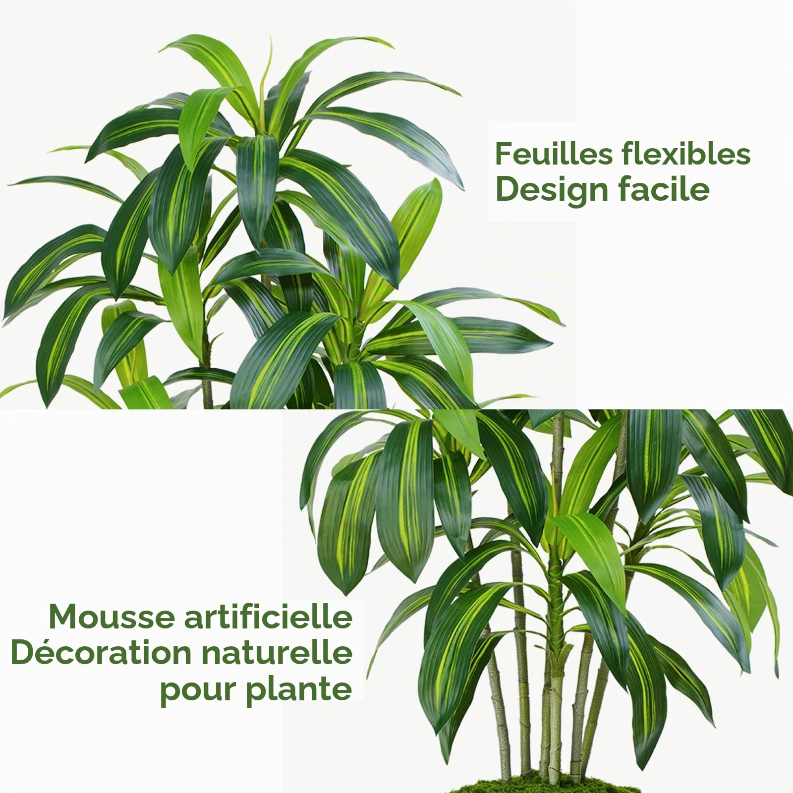 Plante Artificielle Dracaena 210cm Fausse Plante Interieur avec Grand Planteur Blanc pour Plantes Artificielles Interieur Exterieur Plante Artificiel pour Decoration Maison Bureau Jardin Deco