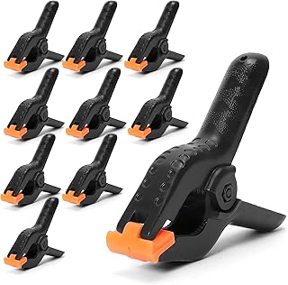 ECY Spring Clamps Heavy Duty 4.5 Inch 10 Pack - Plastic Rust Proof Clamps with Non-Slip Pads for Backdrop, Crafts, Woodworking, Photography | Multipurpose Holders for Tarps, Pool Covers & Gluing