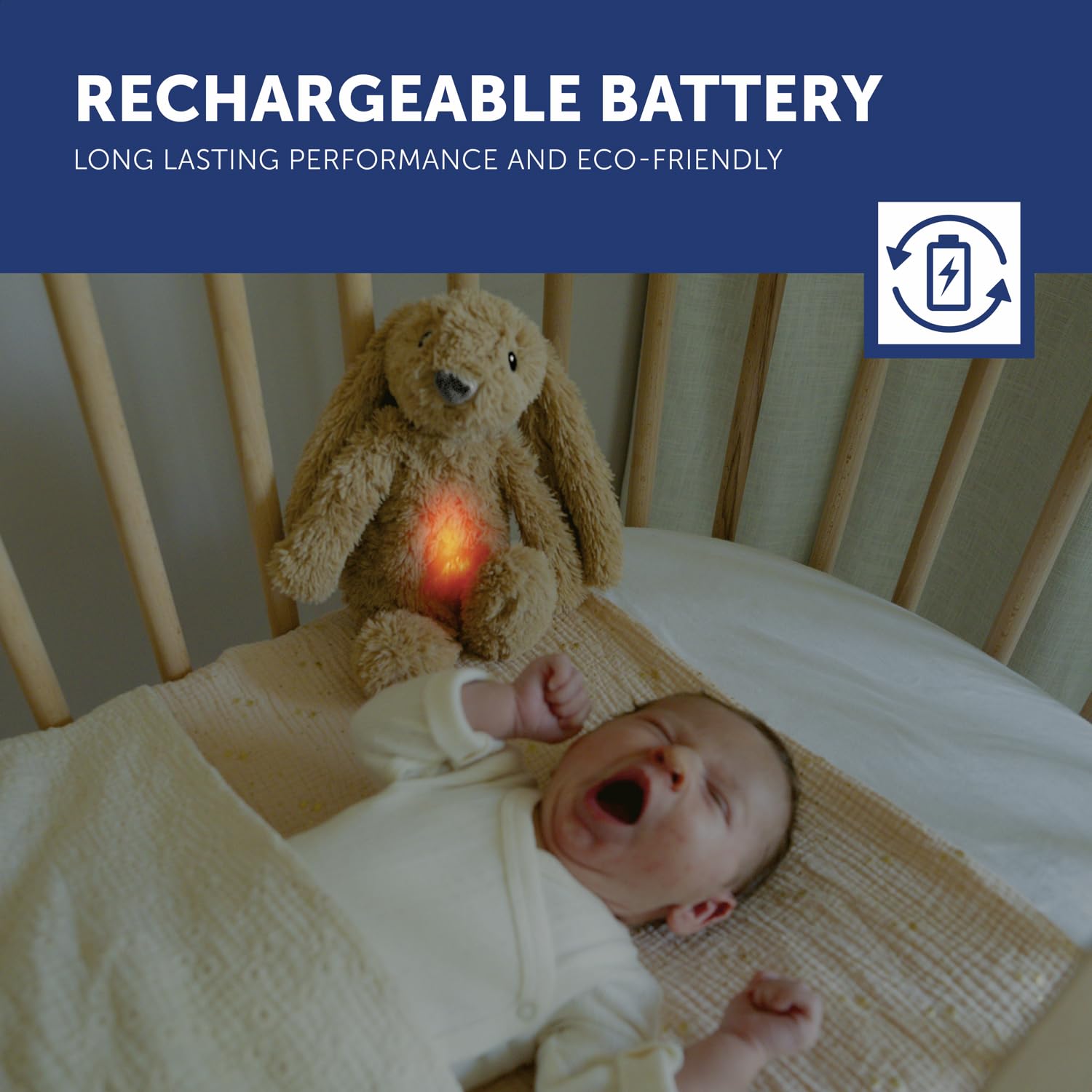 ZAZU - Ro del coniglietto Baby Sonno con batteria ricaricabile – Luce notturna in diversi colori e suoni rilassanti, sensore vino, spegnimento automatico e cavo di ricarica USB-C (beige)