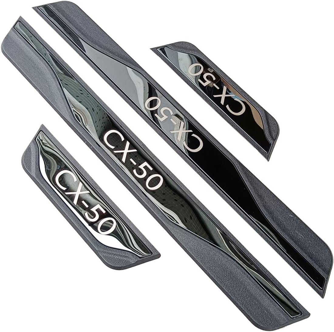 Stainless Door Sill Protector Kick Plate Entry Guard Kit for Mazda CX-50 2026 Interior Accessory (Black CX 50)