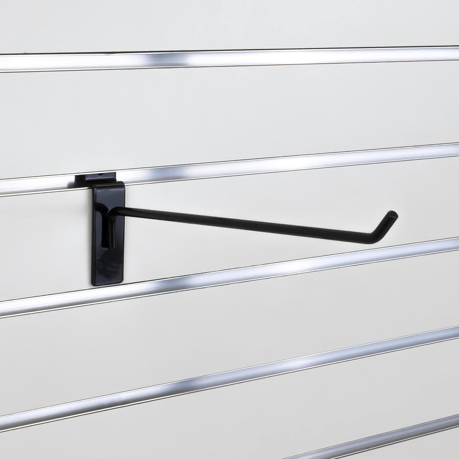 VICTORY DISPLAY & STORE FIXTURE MFG 10" Long Heavy Duty Commercial-Grade Steel Slatwall Panel Hook - Displays Product/Merchandise for Commercial or Home Use (Quantity 25) (25, Black)