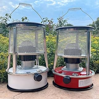 vrseis Efficient kerosene heater with 6 wicks, large stainless steel kerosene heater with automatic extinguishing, no electricity kerosene heater tent heater, 4.6L/6L mobile heater, Red 4.6l