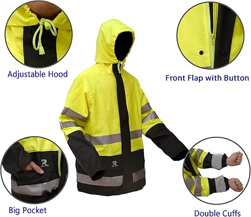 Miniatura 2 de RainRider Trajes de lluvia impermeables para hombres y mujeres, equipo de lluvia resistente, chaqueta reflectante de alta visibilidad, pantalones