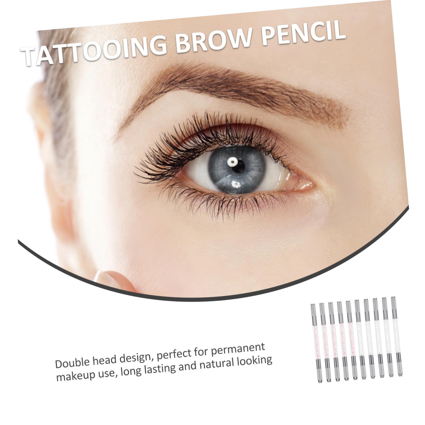 Penna per Tatuaggi Sopracciglia Doppia Punta Decorazione Cristalli Abs, 10 Pezzi per Microblading Professionale e Trucco Sopracciglia Naturale