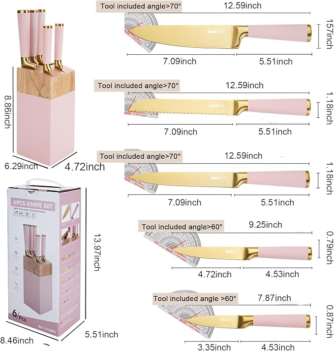 Set Cuchillos Cocina 7 Piezas Acero Inoxidable Base y Afilador miniatura 2