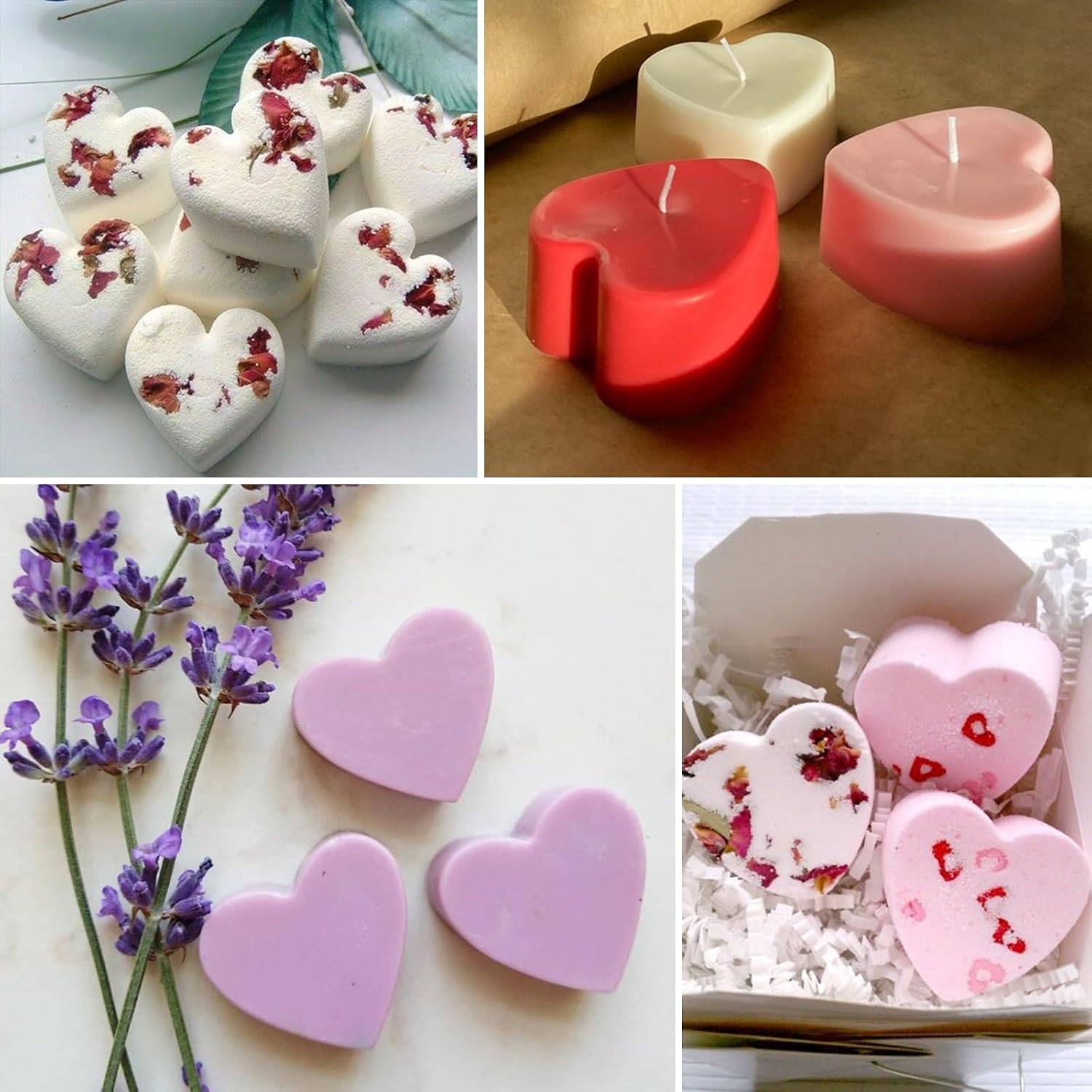 Actvty Heart Silicone Mold, 2 Packs Heart Shaped Molds for Making Handmade Soap, Bath Bombs, Candles, Cake, Chocolate Bomb and Jelly（Green）